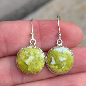 Lizardite Serpentine 925 Earrings